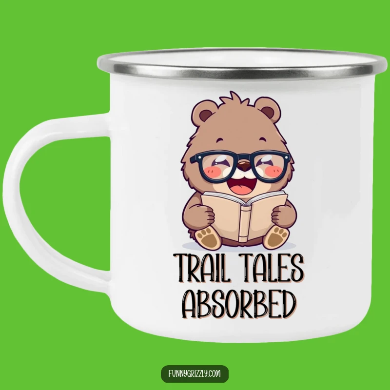 Funny Bookworm Bear Camping Mug: Trailside Wisdom for Laughing Campers