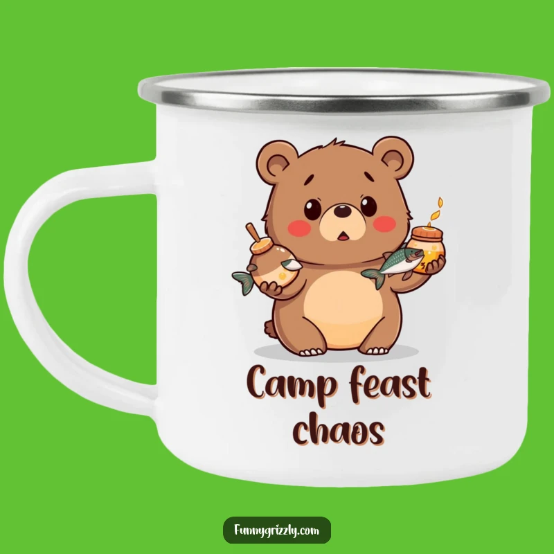Funny Juggling Bear Camping Mug: Surprised Grizzly for Trailside Laughs