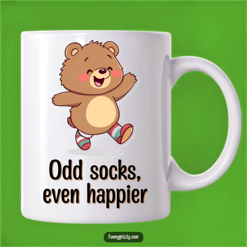 Funny Grizzly Bear Mismatched Socks Mug: Hilarious Bear Gift for Joyful Mornings