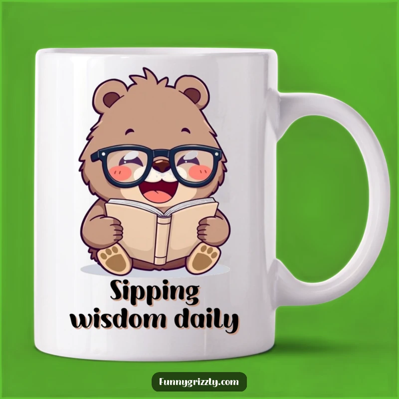 Funny Laughing Bear Mug: Bookworm Grizzly, Perfect Hilarious Gift