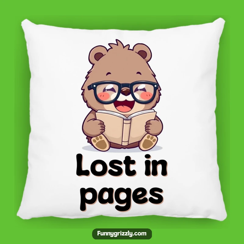 Funny Bookworm Bear Pillow: Cozy Laughs with a Hilarious Grizzly