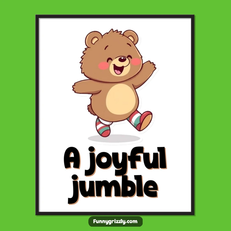 Funny Grizzly Bear Mismatched Socks Digital Art: Instant Whimsy and Humorous Download