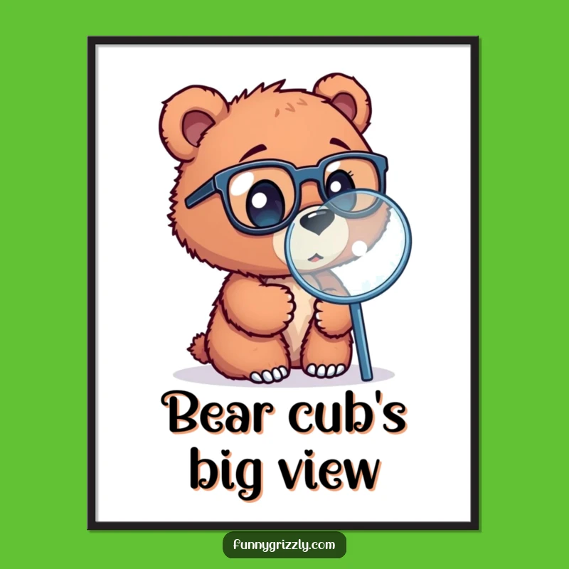 Funny Bear Cub Scientist Digital Art - Instant Charming Decor and Gift Idea