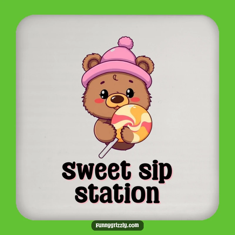 Funny Bear Lollipop Coasters, Protect Surfaces with Sweet Charm