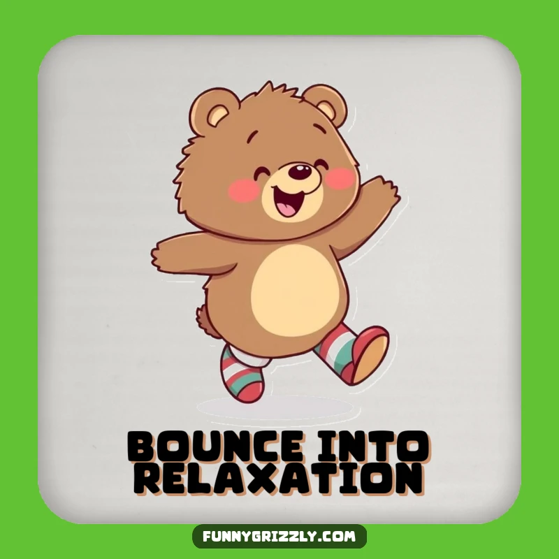 Funny Grizzly Bear Mismatched Socks Coaster: Protect Surfaces with Playful Humor