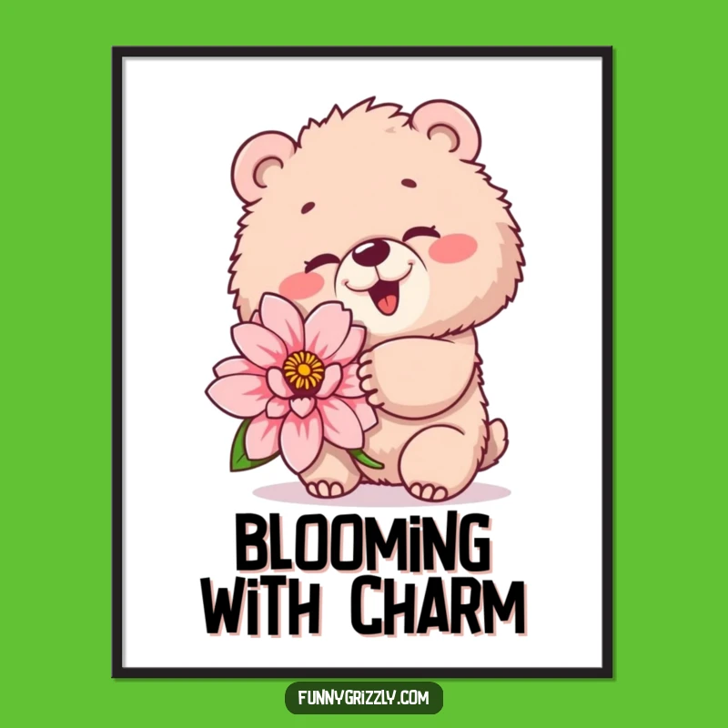 Funny Winking Bear Poster: Playful Grizzly Art, Perfect Humorous Decor