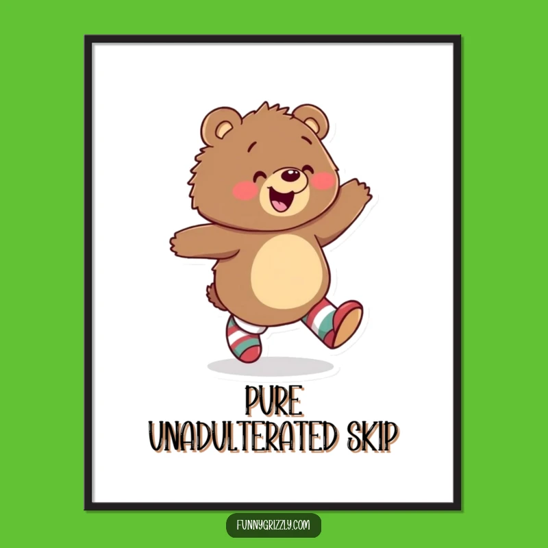 Funny Grizzly Bear Mismatched Socks Poster: Whimsical Wall Art and Hilarious Gift