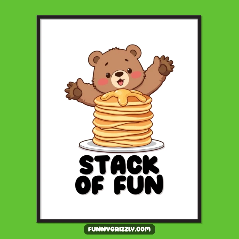 Funny Pancake Bear Poster: Wobbly Grizzly Art, Perfect Humorous Decor