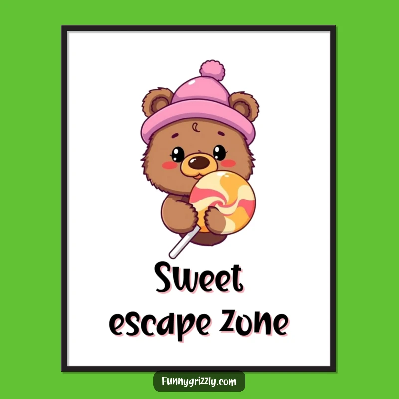 Funny Bear Lollipop Poster, Sweet Wall Art for a Touch of Whimsy