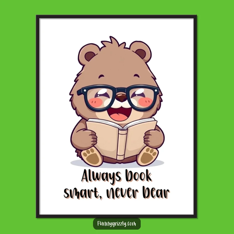 Free Printable Funny Wall Art: Smart Bear, Intellectual Downloadable Decor for Home