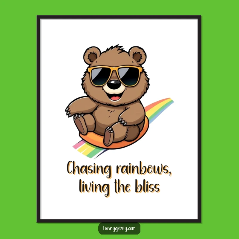 Free Printable Wall Art: Rainbow Grizzly Bear - Whimsical Downloadable Decor