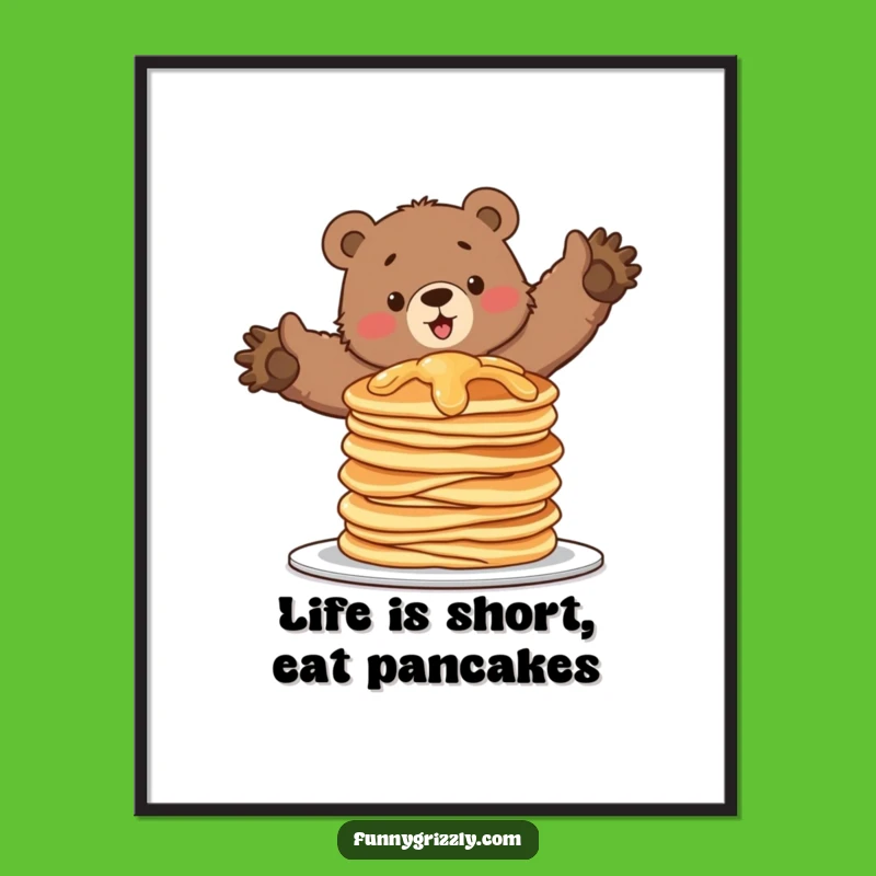 Free Printable Funny Wall Art: Pancake Bear, Whimsical Downloadable Decor for Home