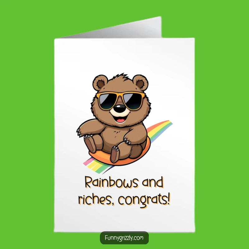 Free Printable Congrats Card: Rainbow Grizzly Bear - Joyful Downloadable Celebration