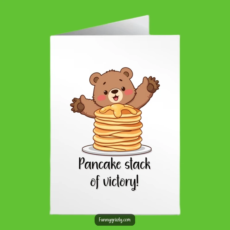 Free Printable Funny Congrats Card: Pancake Bear, Wobbly Downloadable Gift for Success