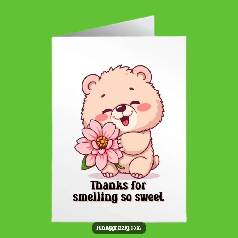 Free Printable Funny Thank You Card: Winking Bear, Sweet Downloadable Gift for Gratitude