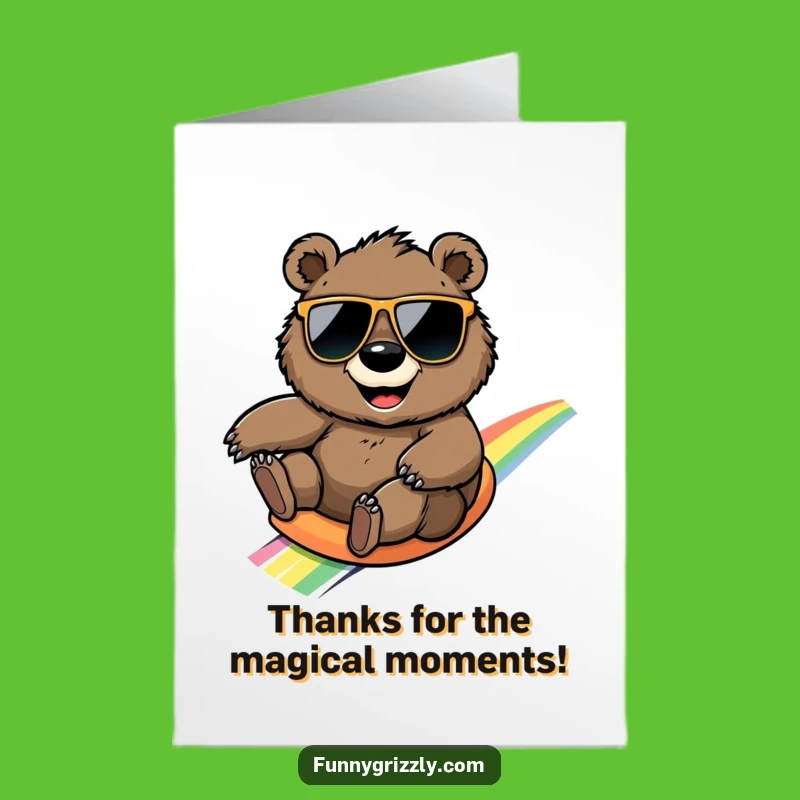 Free Printable Thank You Card: Rainbow Grizzly Bear - Gratitude with a Smile