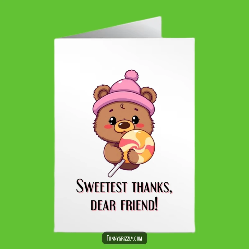 Free Printable Thank You Card: Lollipop Bear - Gratitude Wrapped in Fun
