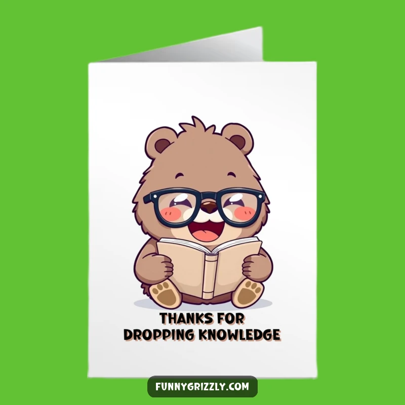 Free Printable Funny Thank You Card: Smart Bear, Thoughtful Downloadable Gift for Gratitude