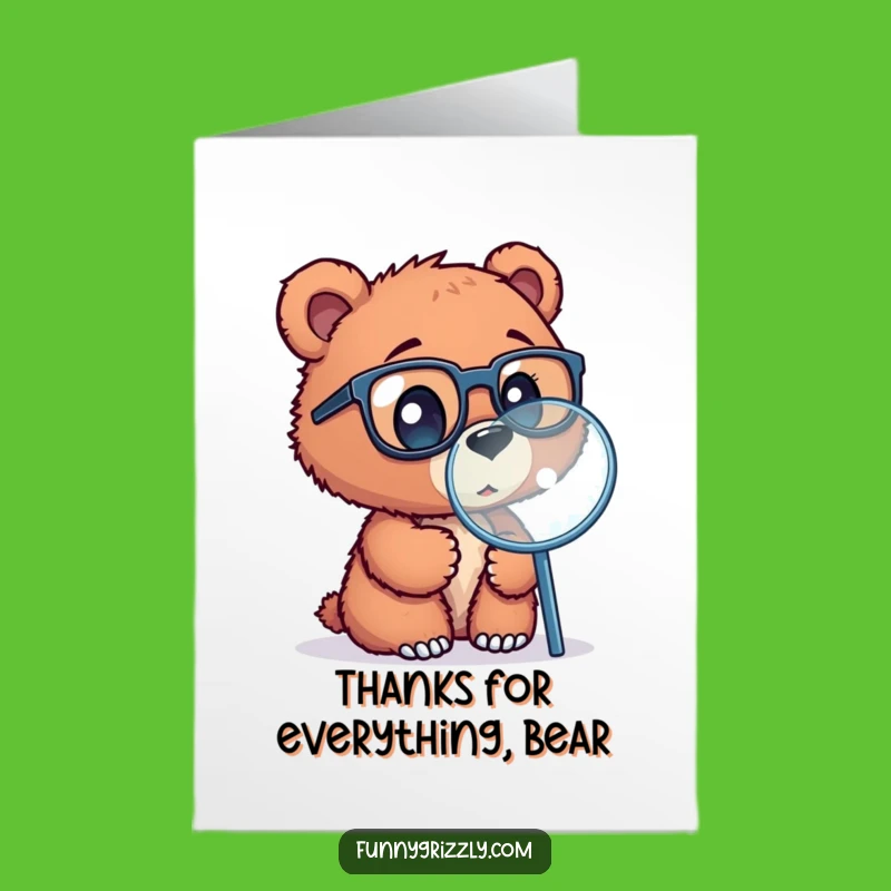Free Printable Bear Cub Thank You Card - Funny Downloadable Gratitude with Glasses