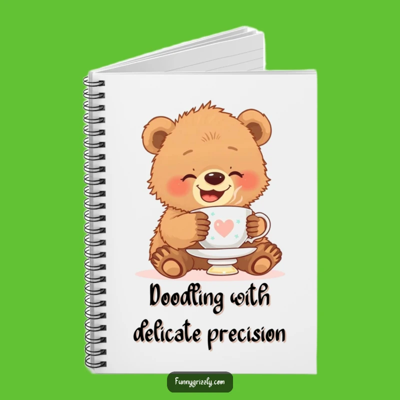 Funny Grizzly Bear Cub Teacup Notebook: Jot Down Notes with Adorable Humor