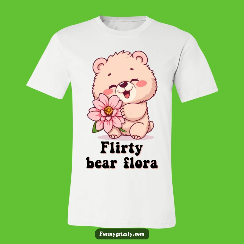 Funny Winking Bear T-Shirt: Playful Grizzly Flower Fun, Humorous Gift