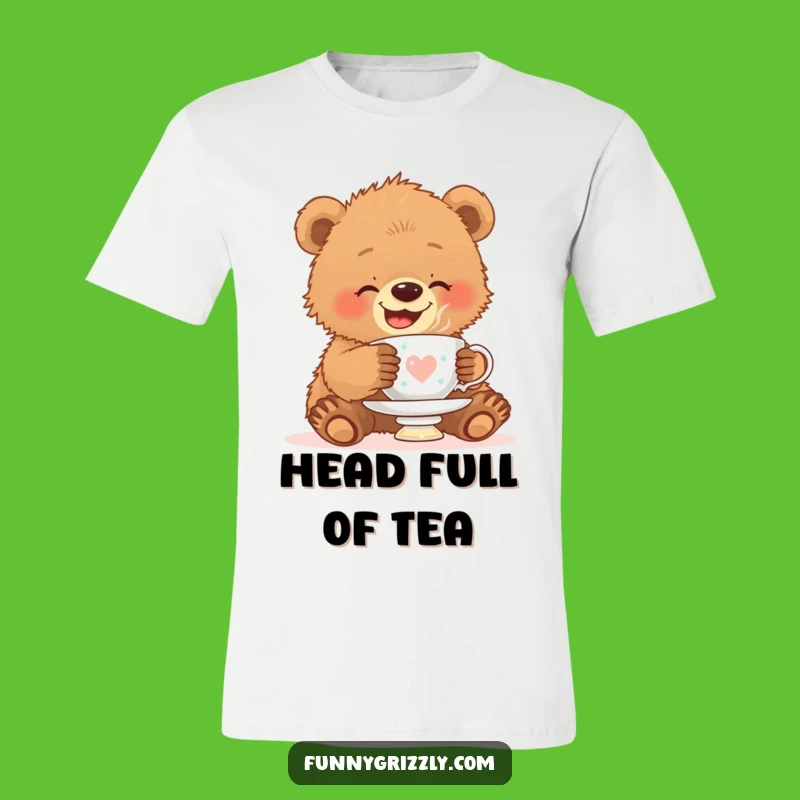 Funny Grizzly Bear Cub Teacup T-Shirt: Cute and Comical Bear Cub Apparel Gift