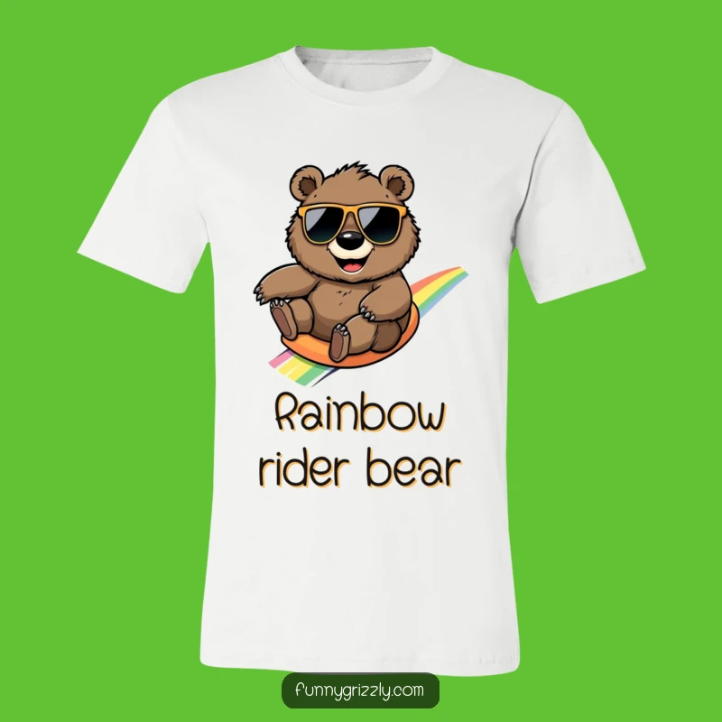 Funny Rainbow Bear T-Shirt, Surreal Graphic Tee for a Playful Vibe