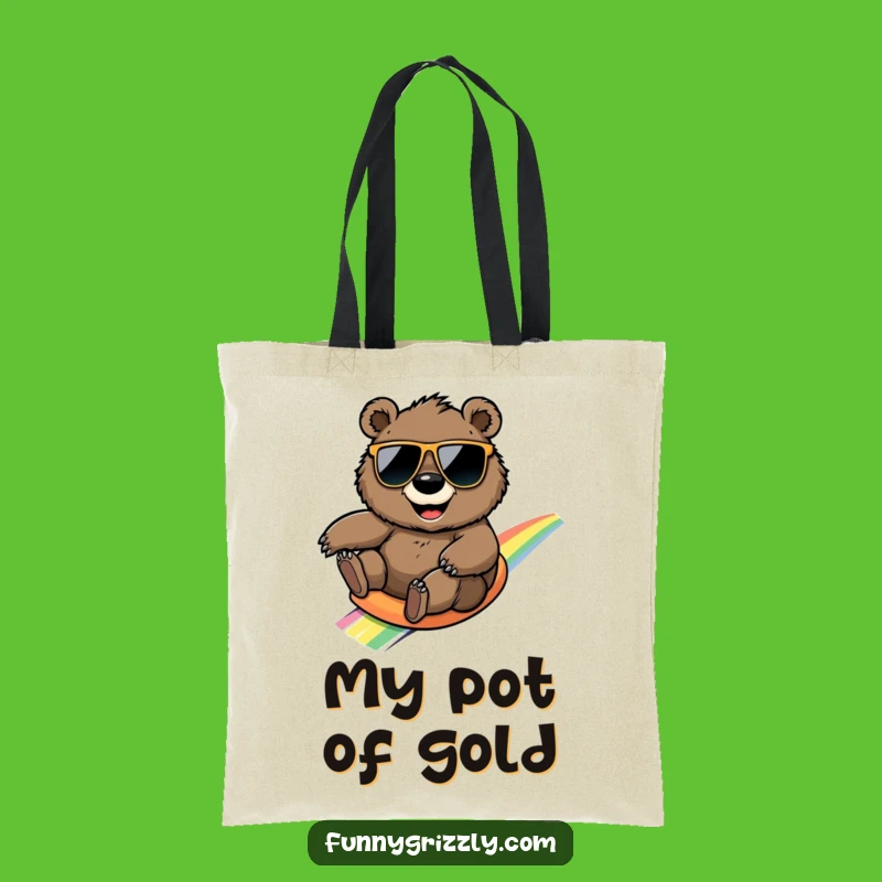 Funny Rainbow Bear Tote Bag, Whimsical Carry-All for Everyday Magic